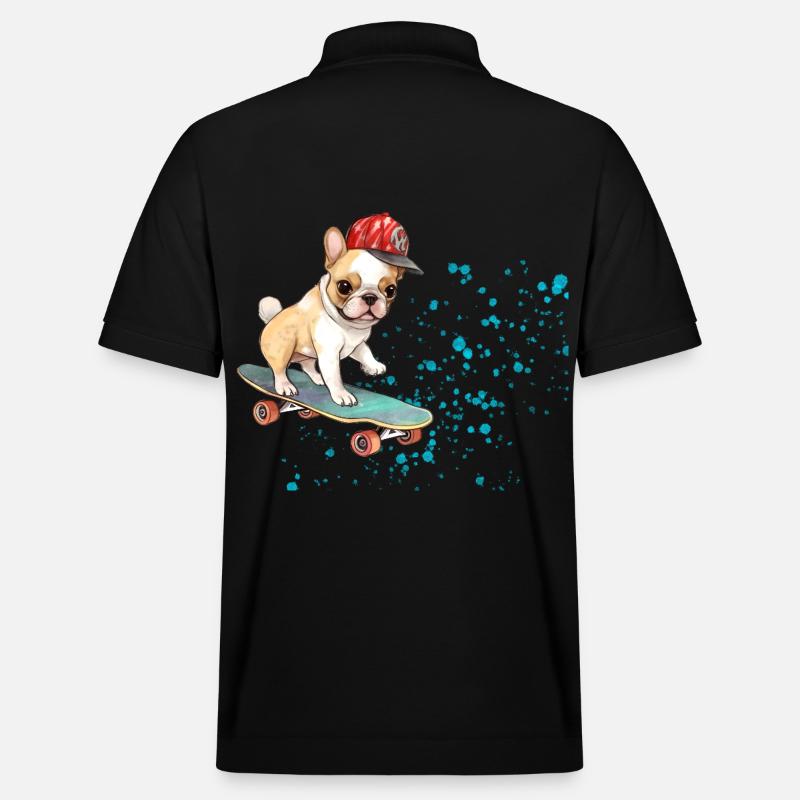 Bouledogue à roulettes avec casquette - Polo PREPSTER bio Stanley/Stella Unisexe - noir
