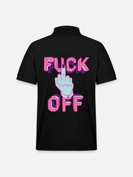 F-word neon hand graphic - Stanley/Stella Unisex Organic Polo Shirt PREPSTER - black
