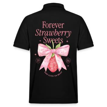 Coquette Schleife Erdbeere Vintage - Stanley/Stella Unisex Bio-Poloshirt PREPSTER - Schwarz - Hinten - Andy (188cm)