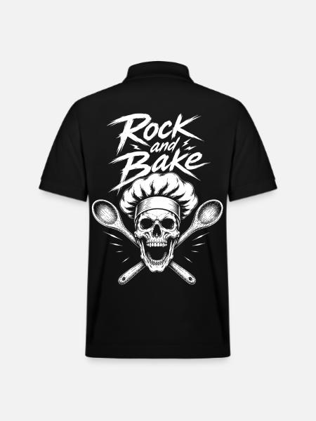 Rock and Bake Skull Motif - Stanley/Stella Unisex Organic Polo Shirt PREPSTER - black