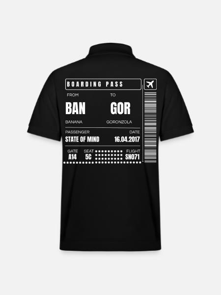 Minimalistische Reise-Bordkarte - Stanley/Stella Unisex Bio-Poloshirt PREPSTER - Schwarz