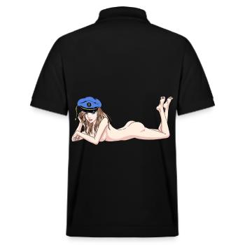 Maritime Kapten sexy girl seafaring ahoy - Stanley/Stella Unisex Organic Polo Shirt PREPSTER - black - Back - Andy (188cm)