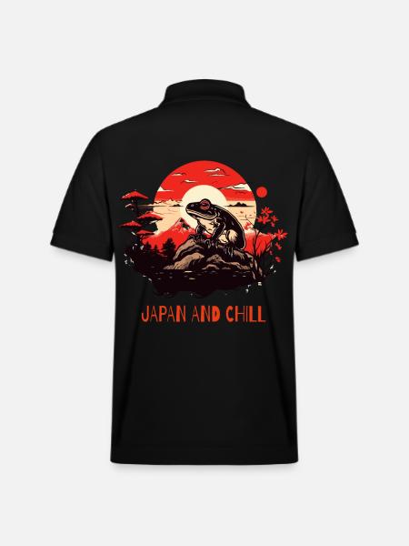 Japan and relaxing frog - Stanley/Stella Unisex Organic Polo Shirt PREPSTER - black