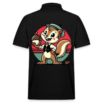 Squirrel with hazelnut - Stanley/Stella Unisex Organic Polo Shirt PREPSTER - black - Back - Andy (188cm)