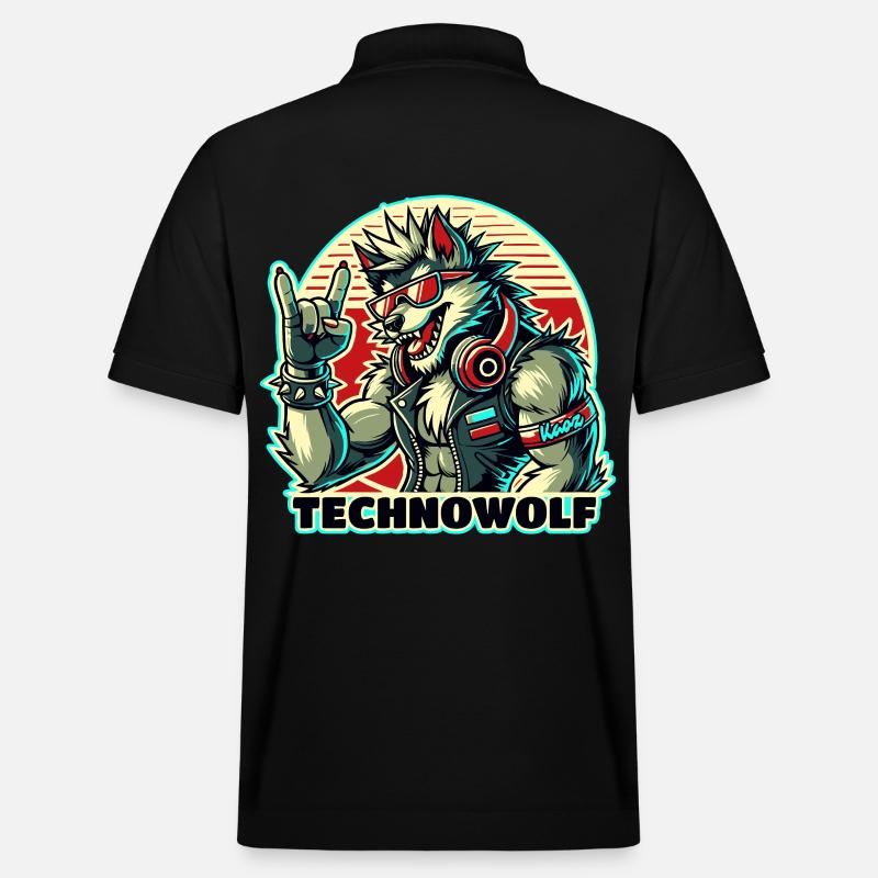 Techno-Wolf : Rythmes de musique électronique - Polo PREPSTER bio Stanley/Stella Unisexe - noir