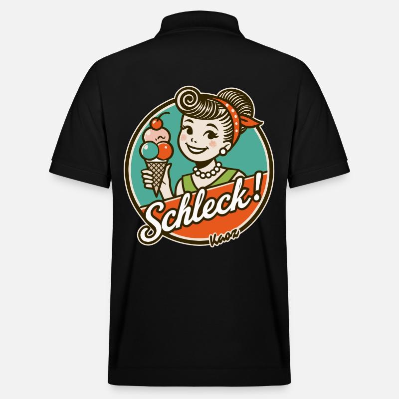 Schleck! Retro-Frau mit Eiscreme - Stanley/Stella Unisex Bio-Poloshirt PREPSTER - Schwarz