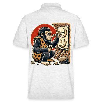 Caveman gorilla painting bananas - Stanley/Stella Unisex Organic Polo Shirt PREPSTER - heather white - Back - Andy (188cm)