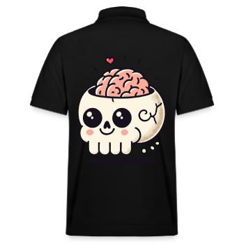 Mignon et fou : Crâne kawaii avec cœur et cerveau - Polo PREPSTER bio Stanley/Stella Unisexe - noir - Dos - Andy (188cm)