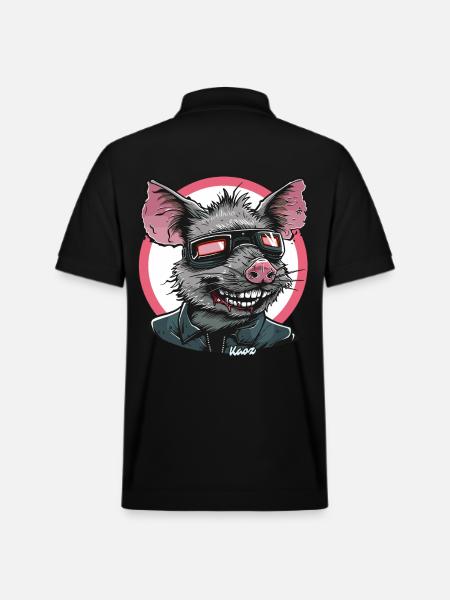 Coole Ratte mit Brille und Lederjacke - Stanley/Stella Unisex Bio-Poloshirt PREPSTER - Schwarz