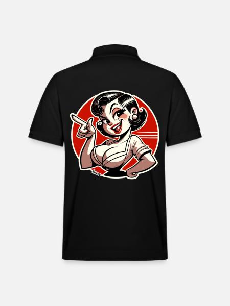 Freche Retro-Dame mit Pin-up-Charme - Stanley/Stella Unisex Bio-Poloshirt PREPSTER - Schwarz
