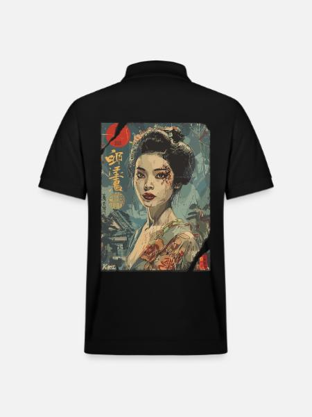 Strong Geisha – Japanese Retro Poster - Stanley/Stella Unisex Organic Polo Shirt PREPSTER - black