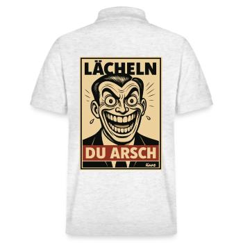 Lächeln du Arsch Sarkamsmus Comic im Retro Stil - Stanley/Stella Unisex Bio-Poloshirt PREPSTER - Weiß meliert - Hinten - Andy (188cm)