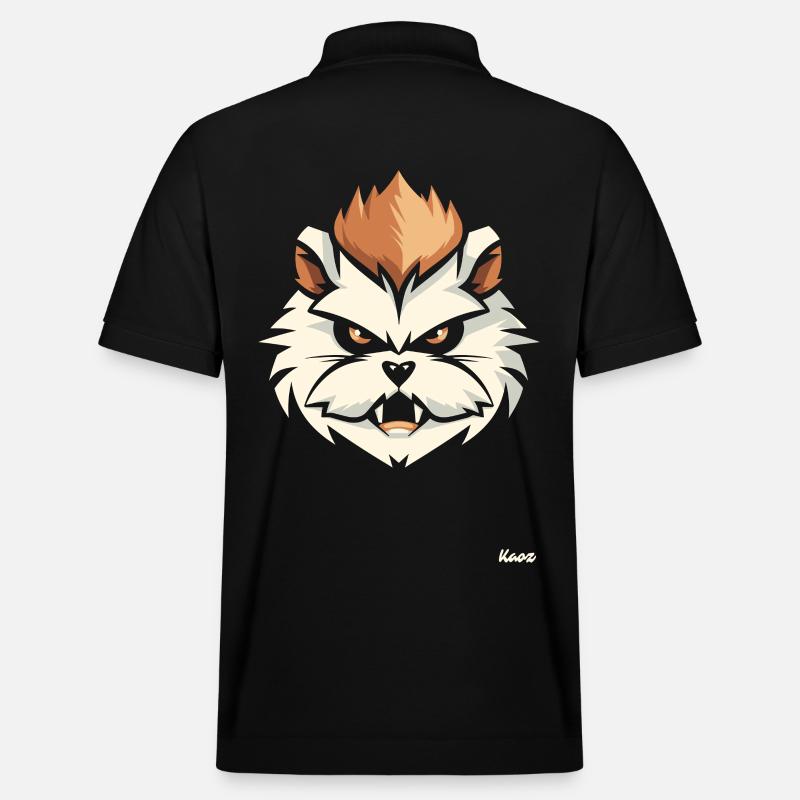 Angry hamster head with mohawk - Stanley/Stella Unisex Organic Polo Shirt PREPSTER - black
