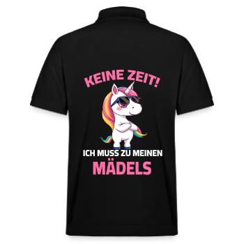 Einhorn Keine Zeit ich muss zu meinen Mädels - Stanley/Stella Unisex Bio-Poloshirt PREPSTER - Schwarz - Hinten - Andy (188cm)