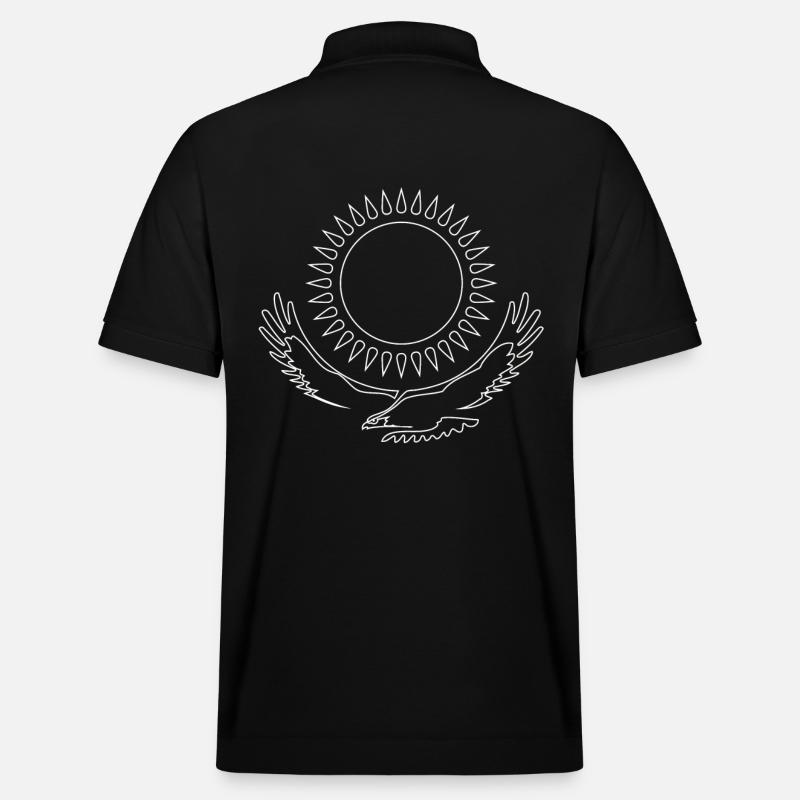 Linea bianca dell'aquila della steppa del Kazakistan Eagle Flag - Polo ecologica unisex PREPSTER di Stanley/Stella - nero