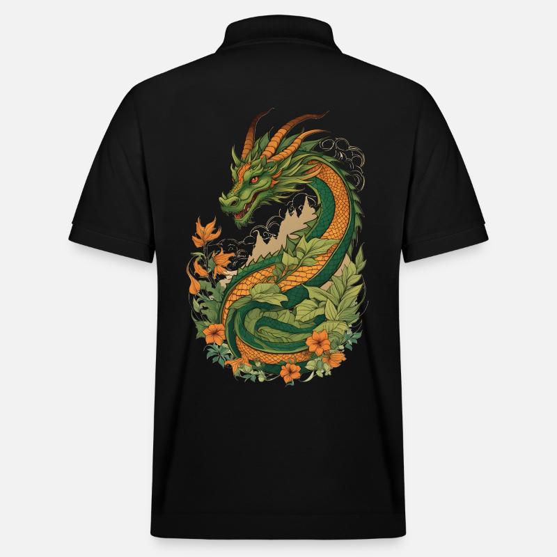 Mystischer Garten der Drachen - Stanley/Stella Unisex Bio-Poloshirt PREPSTER - Schwarz