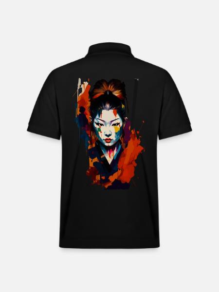 Samurai Kriegerin – Auffällige Spritzer Kunst - Stanley/Stella Unisex Bio-Poloshirt PREPSTER - Schwarz