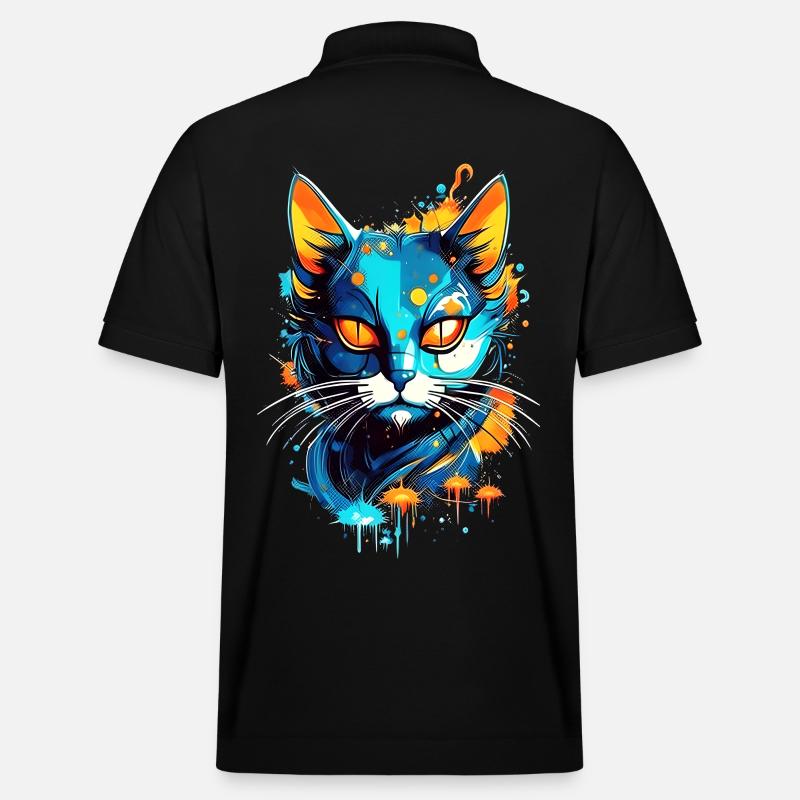 Bunte kosmische Katze - Stanley/Stella Unisex Bio-Poloshirt PREPSTER - Schwarz