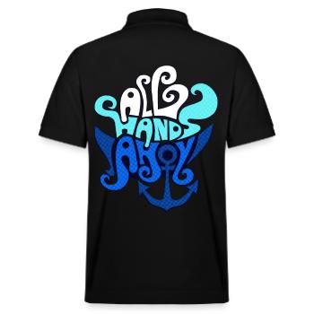 All Hands Ahoy ! Ahoi Alle an Deck an Bord Segeln - Stanley/Stella Unisex Bio-Poloshirt PREPSTER - Schwarz - Hinten - Andy (188cm)