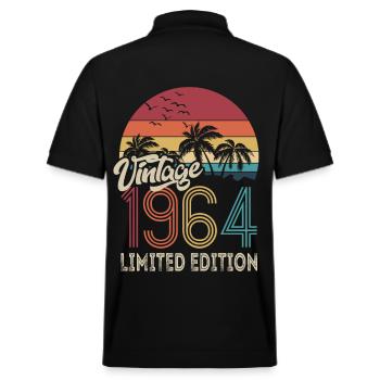60. Geburtstag 1964 Limited Edition Retro Geschenk - Stanley/Stella Unisex Bio-Poloshirt PREPSTER - Schwarz - Hinten - Andy (188cm)