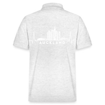 Heartbeat Skyline Nouvelle-Zélande Auckland - Polo PREPSTER bio Stanley/Stella Unisexe - blanc chiné - Dos - Andy (188cm)