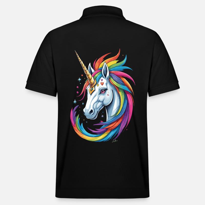 Buntes Einhorn - Stanley/Stella Unisex Bio-Poloshirt PREPSTER - Schwarz