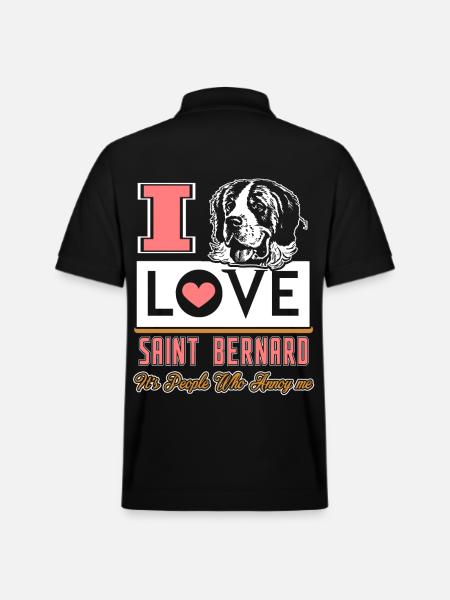 I Love Saint Bernard Dog - Stanley/Stella Unisex Organic Polo Shirt PREPSTER - black