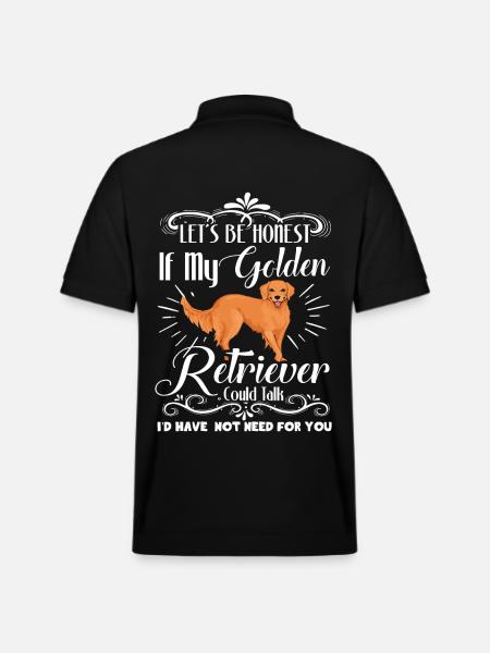 Funny Golden Retriever Dog - Stanley/Stella Unisex Organic Polo Shirt PREPSTER - black