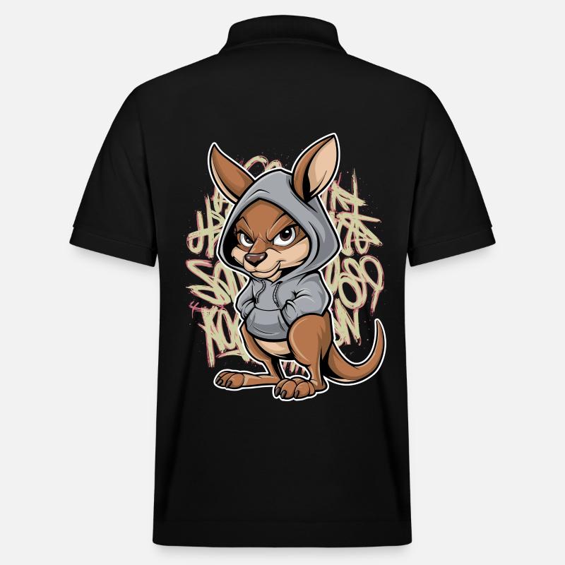 Känguru Kangaroo Australische Tiere - Stanley/Stella Unisex Bio-Poloshirt PREPSTER - Schwarz
