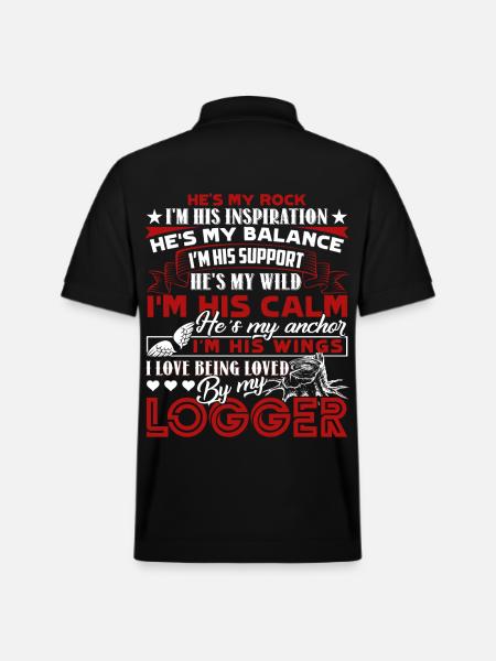 Logger Loved By My Logger - Stanley/Stella Unisex Organic Polo Shirt PREPSTER - black
