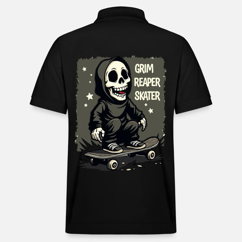 Skateboarding Sensenmann – Grim Reaper Style - Stanley/Stella Unisex Bio-Poloshirt PREPSTER - Schwarz