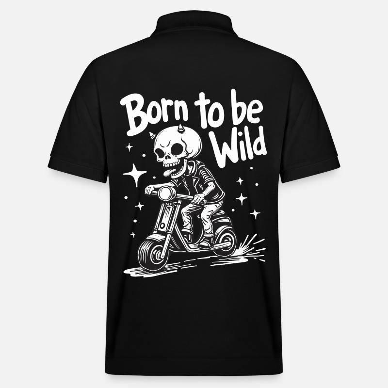 Skull Devil on Scooter - Stanley/Stella Unisex Organic Polo Shirt PREPSTER - black