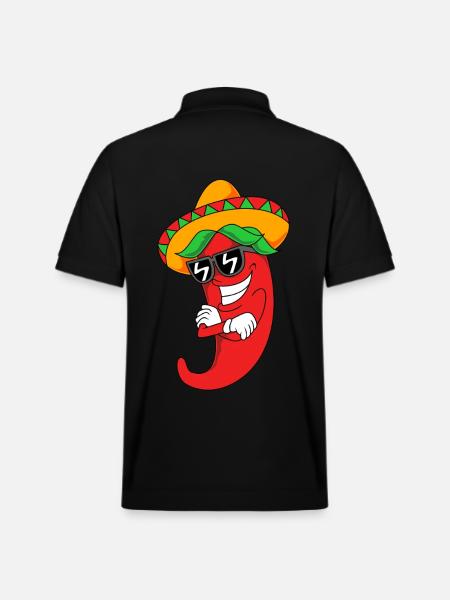 Chilli Chipotle Chili Pepper Jalapeno Hot Chili - Stanley/Stella Unisex Organic Polo Shirt PREPSTER - black