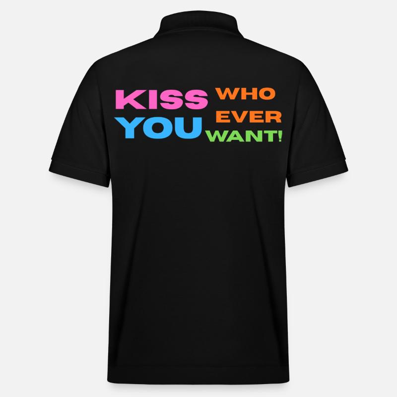 Pride / CSD / LGBTQ+ Design "Kiss" - Stanley/Stella Unisex Bio-Poloshirt PREPSTER - Schwarz