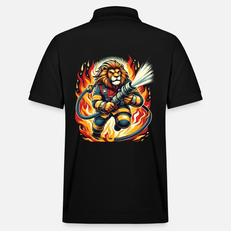 Lion, Pompier, Pompier, Flammes, Héros - Polo PREPSTER bio Stanley/Stella Unisexe - noir