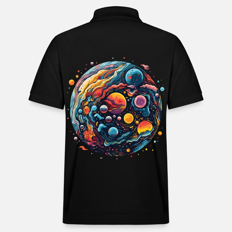 Bunte Planeten mit psychedelischem Stil - Stanley/Stella Unisex Bio-Poloshirt PREPSTER - Schwarz