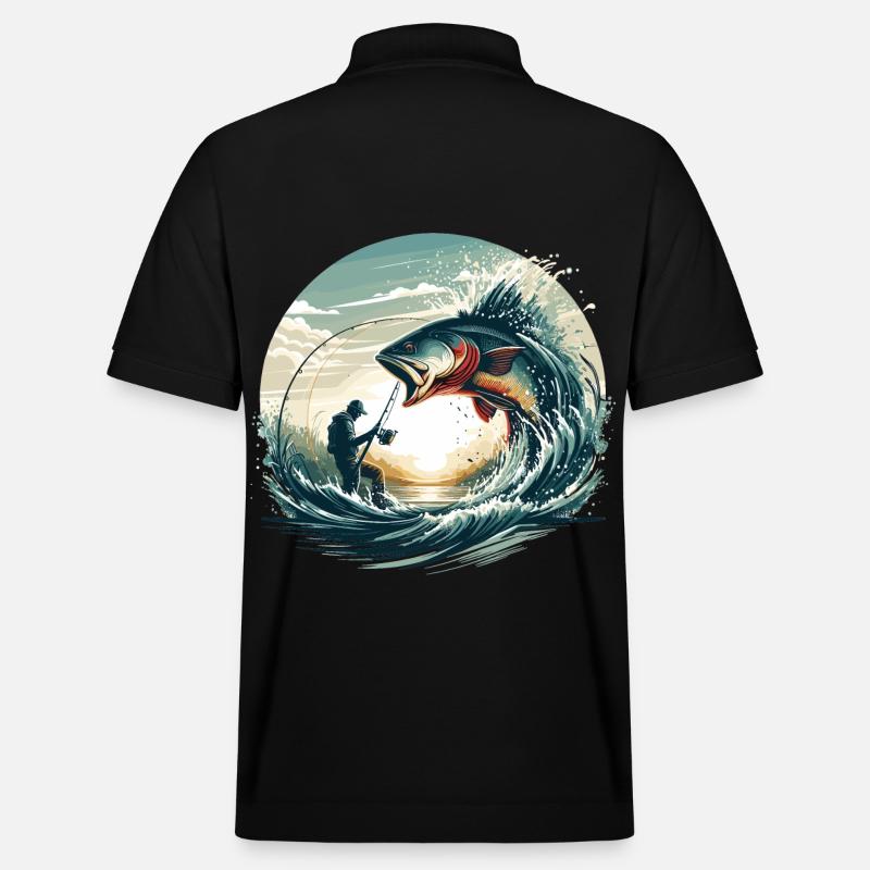 Pêche pêcheur dynamique cadeau - Polo PREPSTER bio Stanley/Stella Unisexe - noir