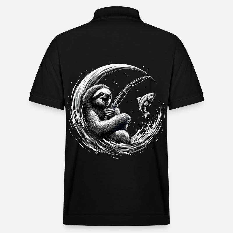 Pêche paresseux pêcheur cadeau - Polo PREPSTER bio Stanley/Stella Unisexe - noir