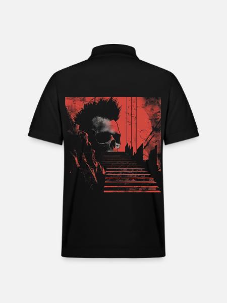 Punk Rock Skull Explosion Tee - Stanley/Stella Unisex Organic Polo Shirt PREPSTER - black