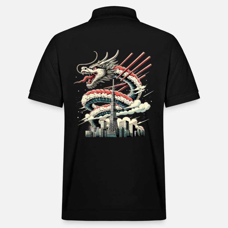 Sushi Drache Tokio Geschenk - Stanley/Stella Unisex Bio-Poloshirt PREPSTER - Schwarz