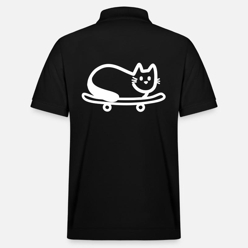 Katze auf Skateboard - Stanley/Stella Unisex Bio-Poloshirt PREPSTER - Schwarz
