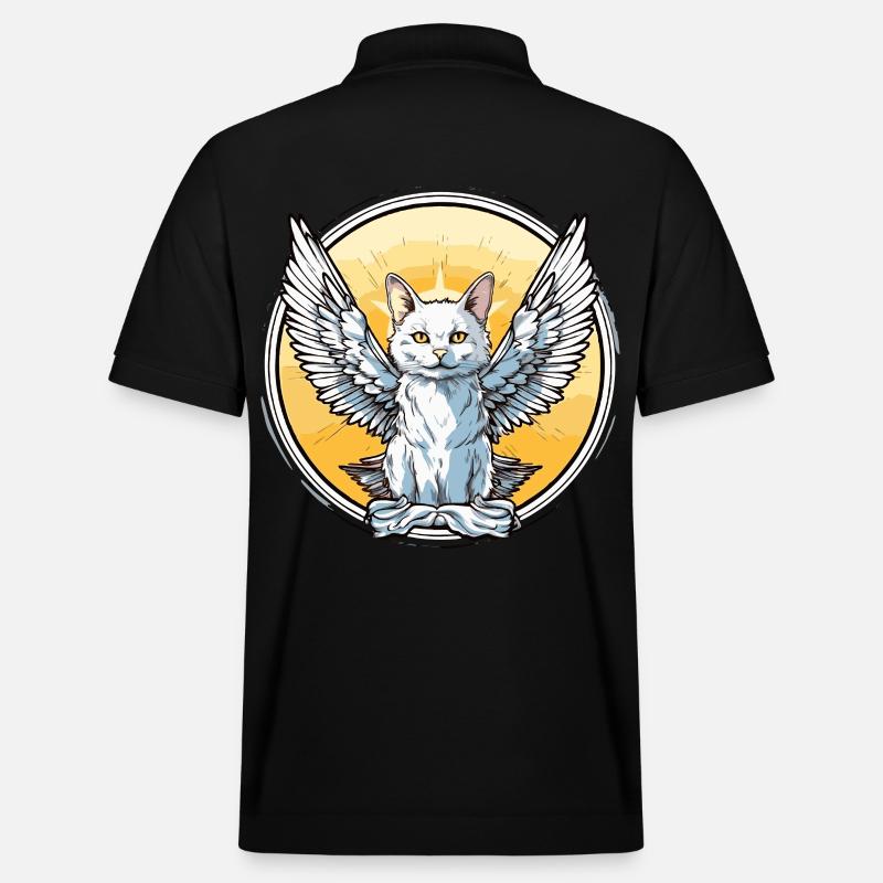 Katze mit Flügeln - Stanley/Stella Unisex Bio-Poloshirt PREPSTER - Schwarz