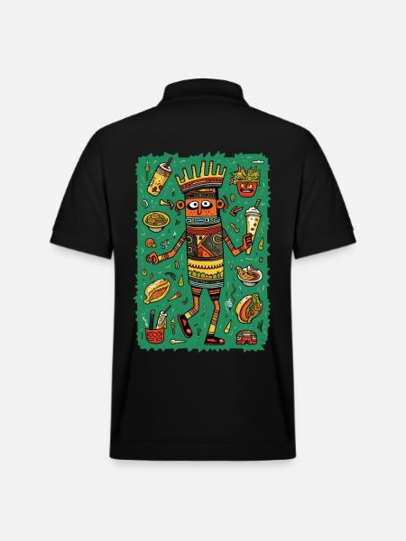 Funny hieroglyphs: fast food - Stanley/Stella Unisex Organic Polo Shirt PREPSTER - black