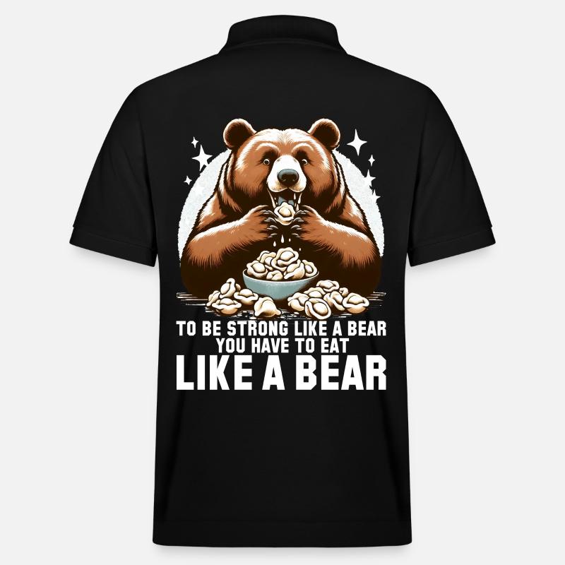 Pelmeni Bär stark Geschenk - Stanley/Stella Unisex Bio-Poloshirt PREPSTER - Schwarz