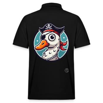 Piraten-Gans mit Augenklappe - Stanley/Stella Unisex Bio-Poloshirt PREPSTER - Schwarz - Hinten - Andy (188cm)