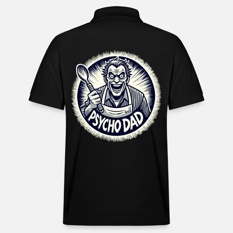Psycho-Papa mit Kochlöffel - Stanley/Stella Unisex Bio-Poloshirt PREPSTER - Schwarz