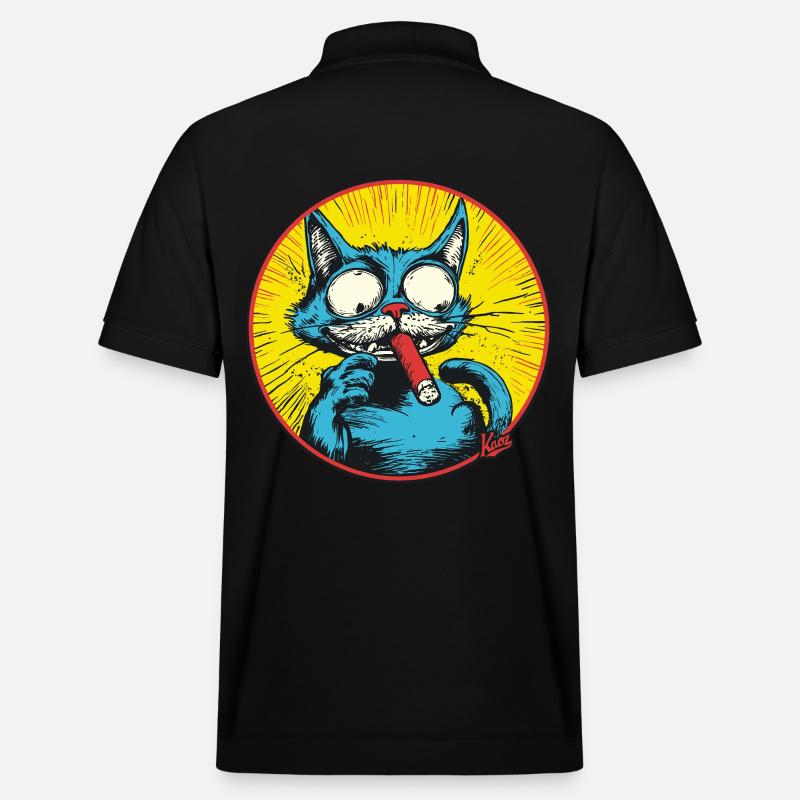 Coole Blaue Antihelden-Katze - Stanley/Stella Unisex Bio-Poloshirt PREPSTER - Schwarz