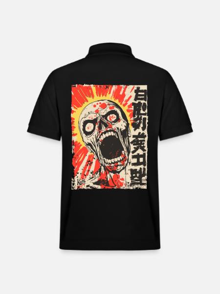 Screaming Japanese skull - Stanley/Stella Unisex Organic Polo Shirt PREPSTER - black