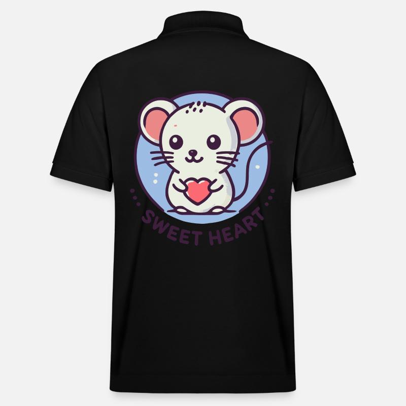 Süße liebe Maus mit Herz - Stanley/Stella Unisex Bio-Poloshirt PREPSTER - Schwarz