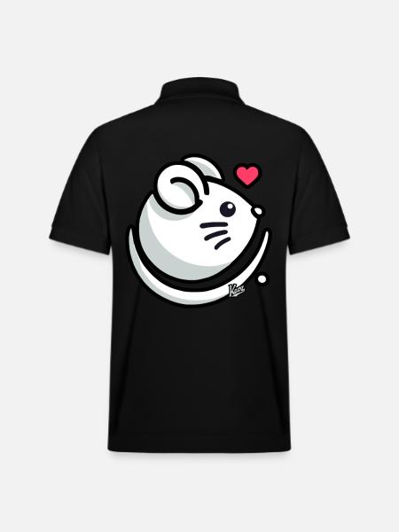 Love Heart and Mouse - Stanley/Stella Unisex Organic Polo Shirt PREPSTER - black